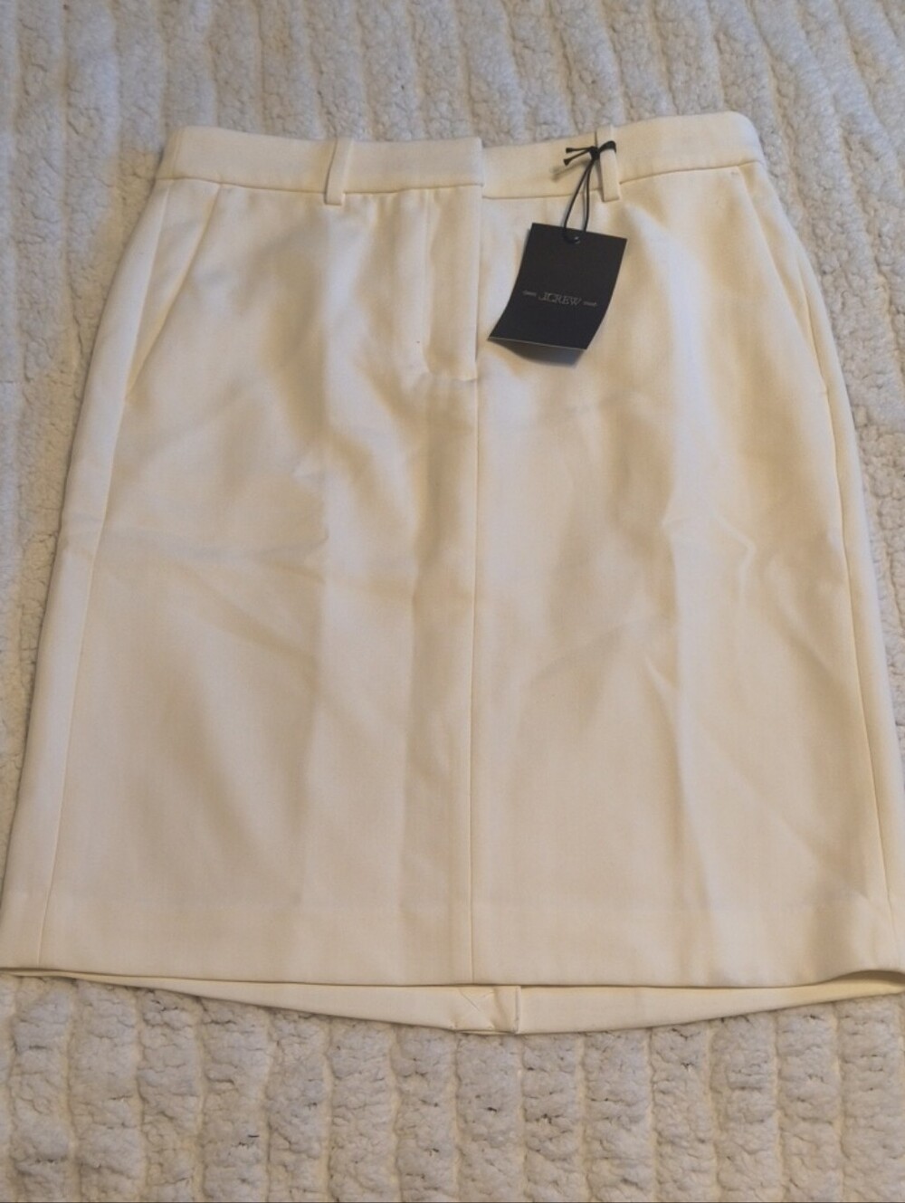 J. Crew Cream Pencil Skirt with Front Seam
